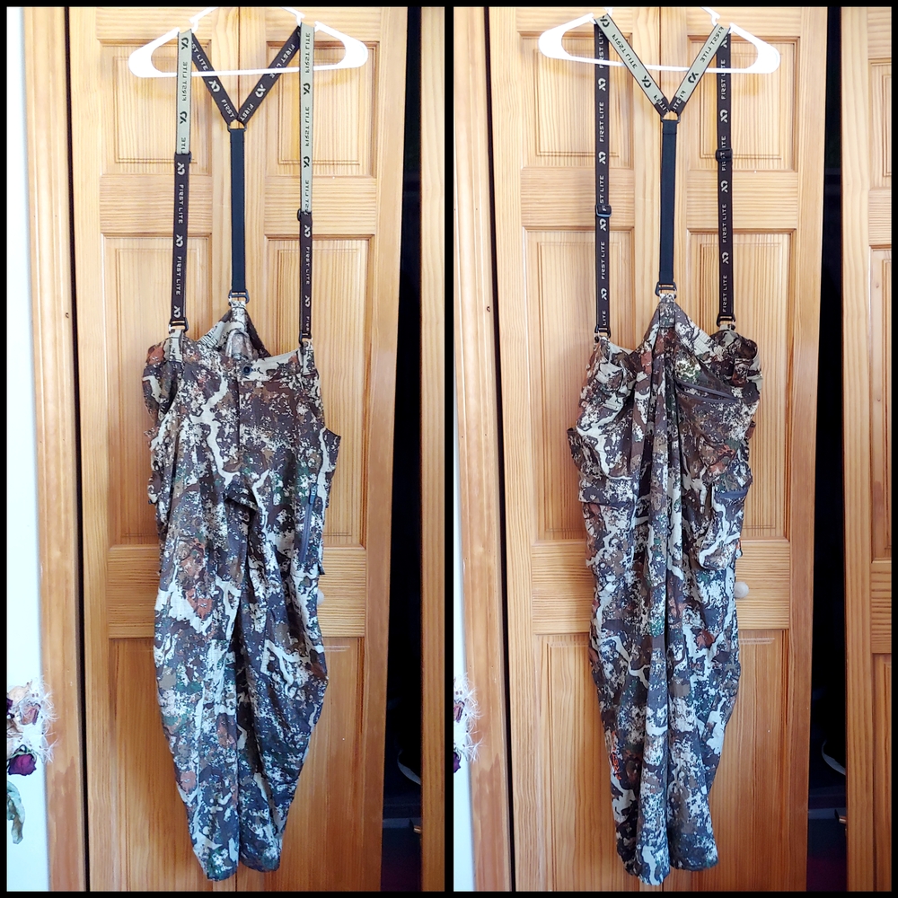 First Lite Men's Wool Camouflage Hunting Pants With Suspenders